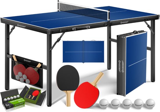 KESSER® Mini Tafeltennistafel 153×76,5 cm – Inklapbaar – Incl. Batjes, Ballen & Net – Pingpongtafel