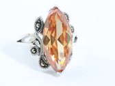 Zware zilveren ring met citrien en marcasiet - maat 19.5