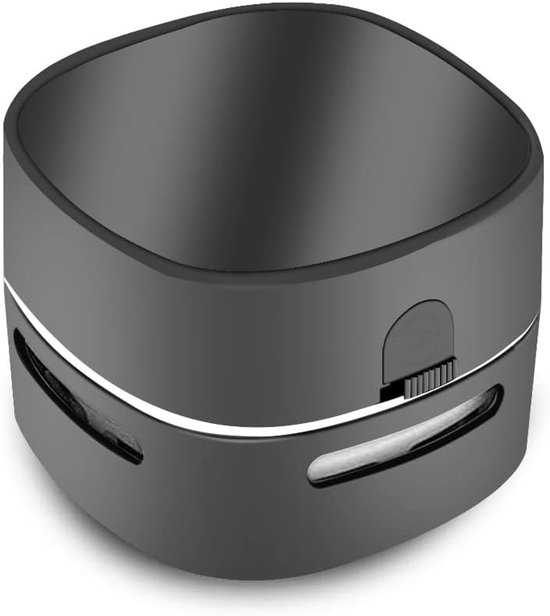 Desktop stofzuiger – Mini kruimelzuiger – Draagbare tafelstofzuiger - Compact ontwerp - Op batterijen - Het schoonmaken van toetsenborden potloden en gummen van leerlingen - Ingebouwde afvalbak - Zwart