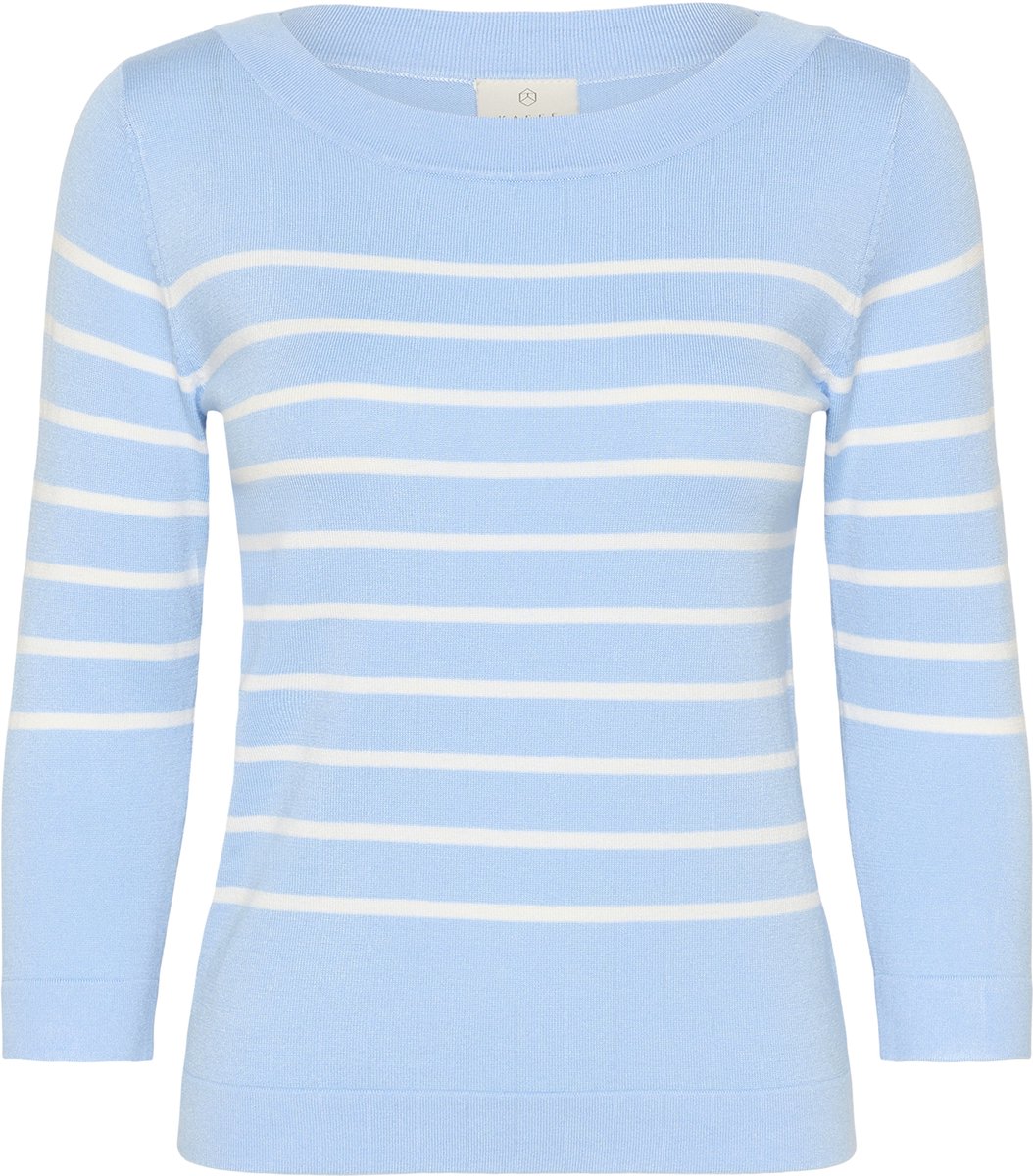 Kaffe KAlizza boatneck pullover Dames Trui - Powder Blue W. Chalk Stripe