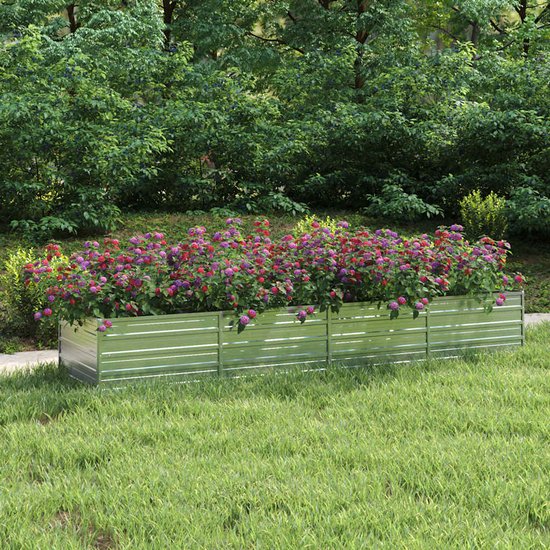 vidaXL Jardinière surélevée en métal 320x80x45 cm - Argent - Acier galvanisé - Pot de fleur