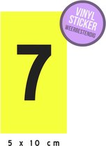 Sticker vinyl/ fluoriserend | Huisnummer "7" | 5 x 10 cm | Fluo | Opvallend | Brievenbus | Straat | Fluor | Nummer | Donker |Weerbestendig | Vochtbestendig | 1 stuk