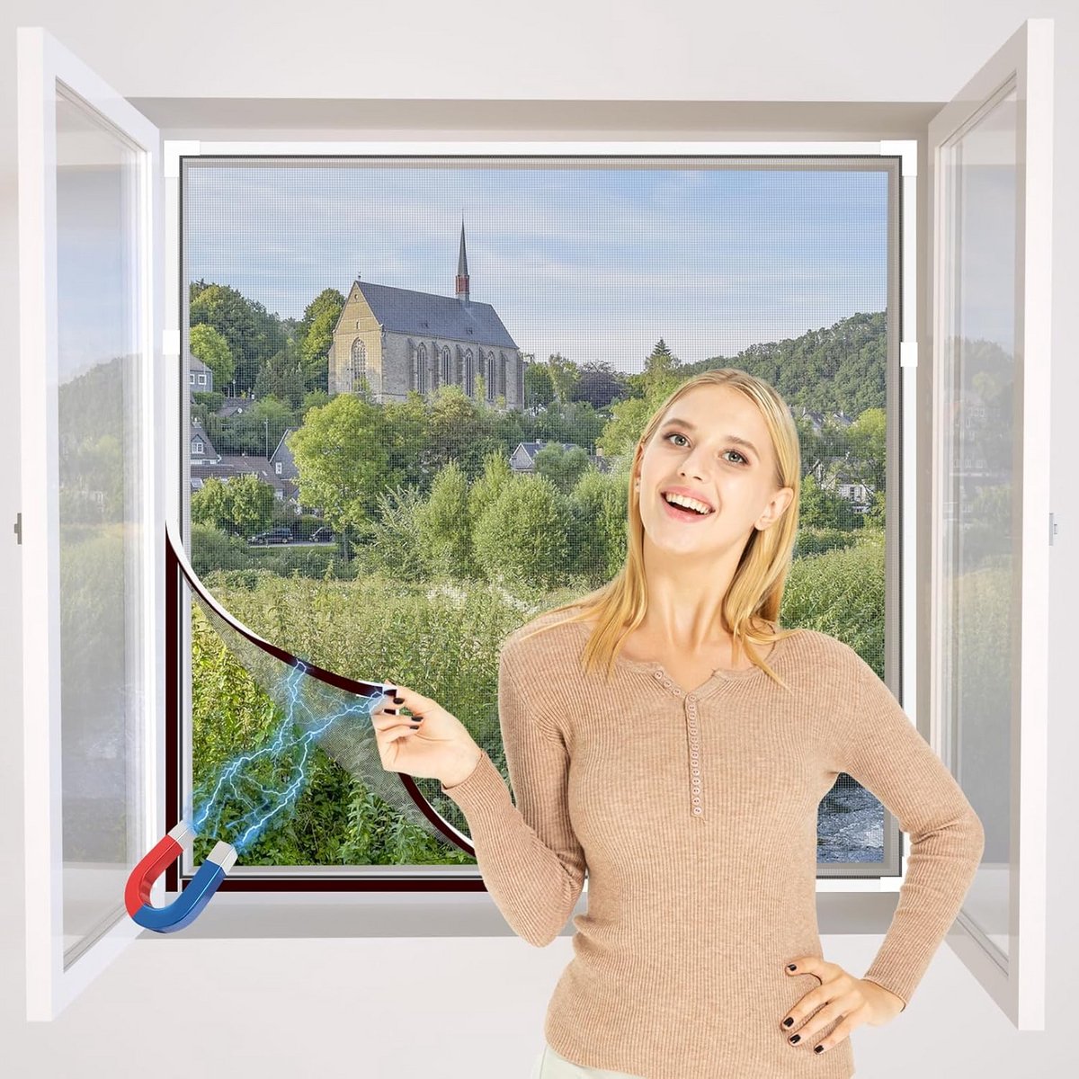 Verstelbaar Magnetisch Raamhor Doe-Het-Zelf Set Tot 130x150 cm Insecten Hor
