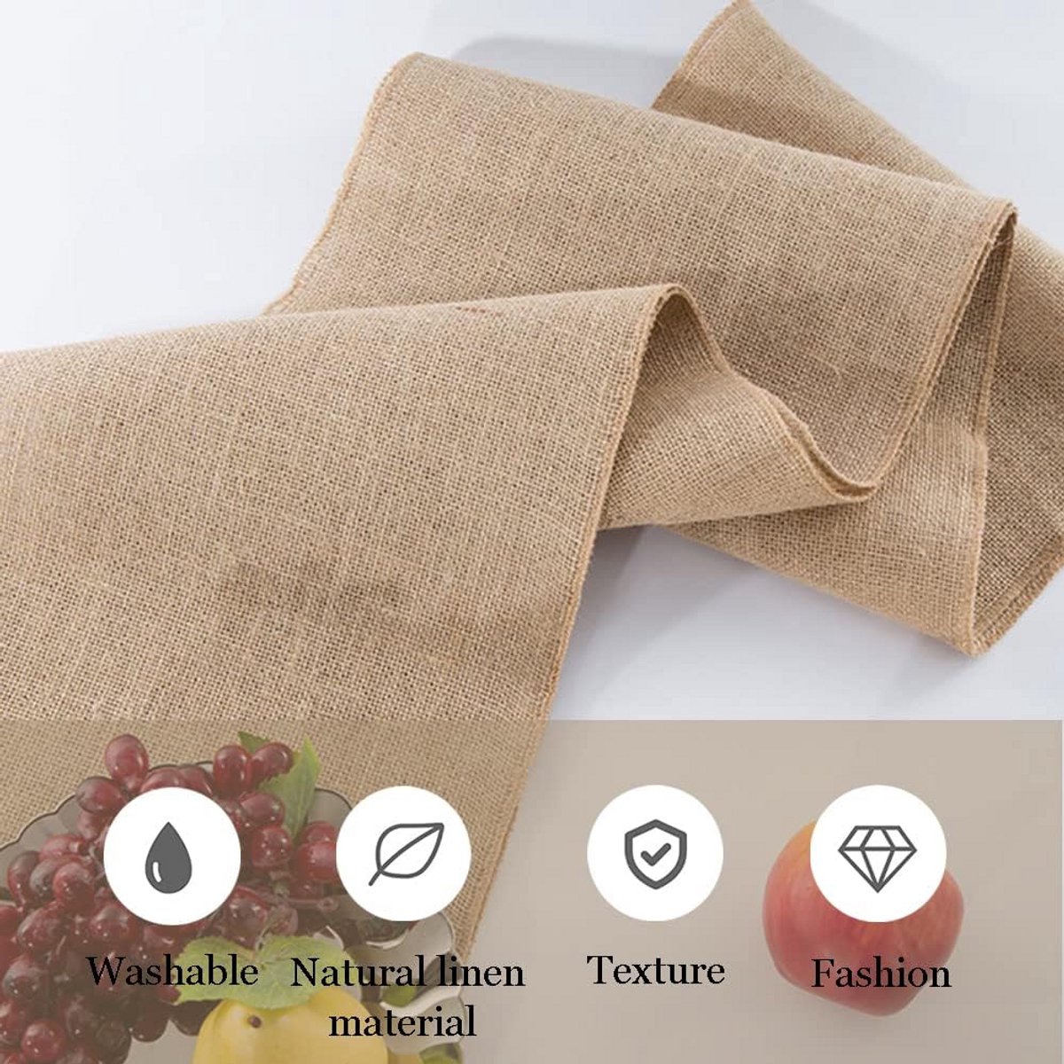 Lange Jute Tafelloper Rustiek Vintage Naturel Bruiloft Decoratie 180x30 cm