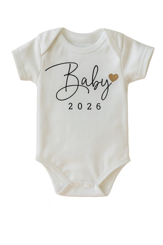 LuukyBB - Baby Rompertje 2026 - Wit Goud - Aankondiging Zwangerschap Bekendmaking Zwangerschapsaankondiging - 3 Maanden Maat 62 - Jullie Worden Opa en Oma - In Verwachting Cadeau - In Verwachting Aanstaande Mama Papa - Oom Tante - Pregnancy Announce