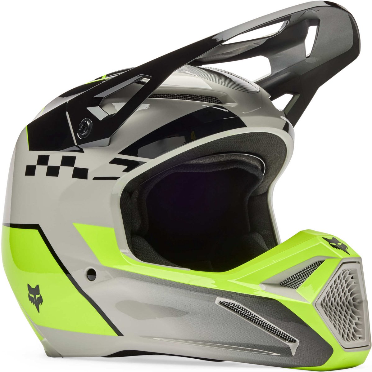 FOX V1 Youth Collect Zwart Grijs Geel Kinder Crosshelm - Helm