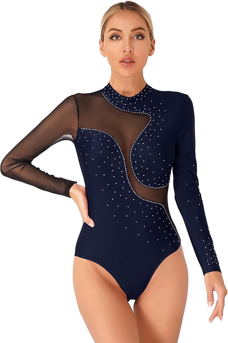 Glanzend Turnpakje Lange Mouwen voor Dames en Meisjes – Ideaal voor Ballet, Dans en Kunstschaatsen