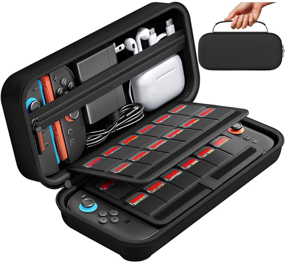 opbergtas - EVA-accessoiretas - draagtas - geschikt voor Nintendo Switch 2-consoleaccessoires en controllers - waterdicht - opbergtas met grote capaciteit - geschikt voor console en accessoires - zwart
