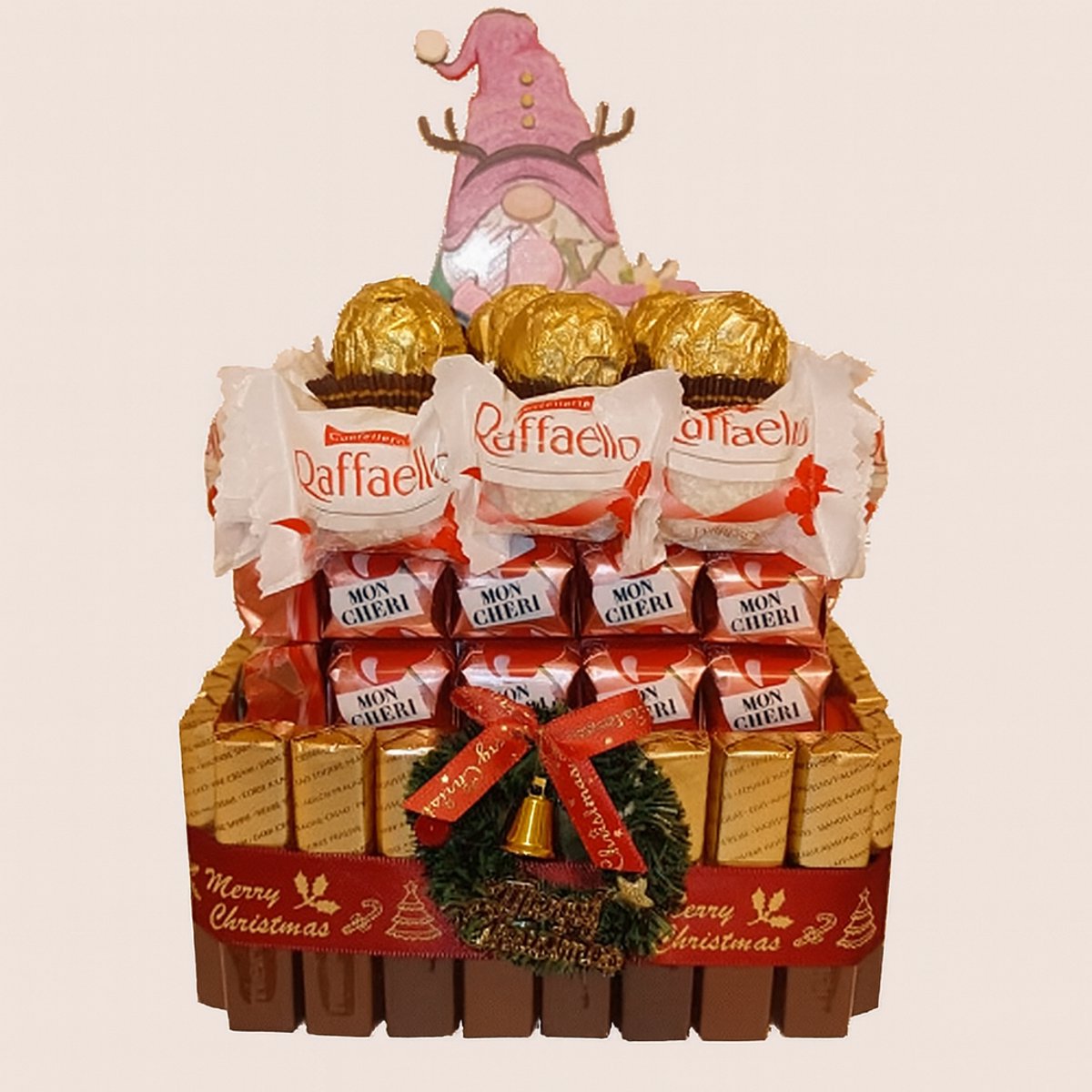 Kerst Snoeptaart Luxe – Merci, Raffaello, Mon Chéri & Ferrero – 17 cm