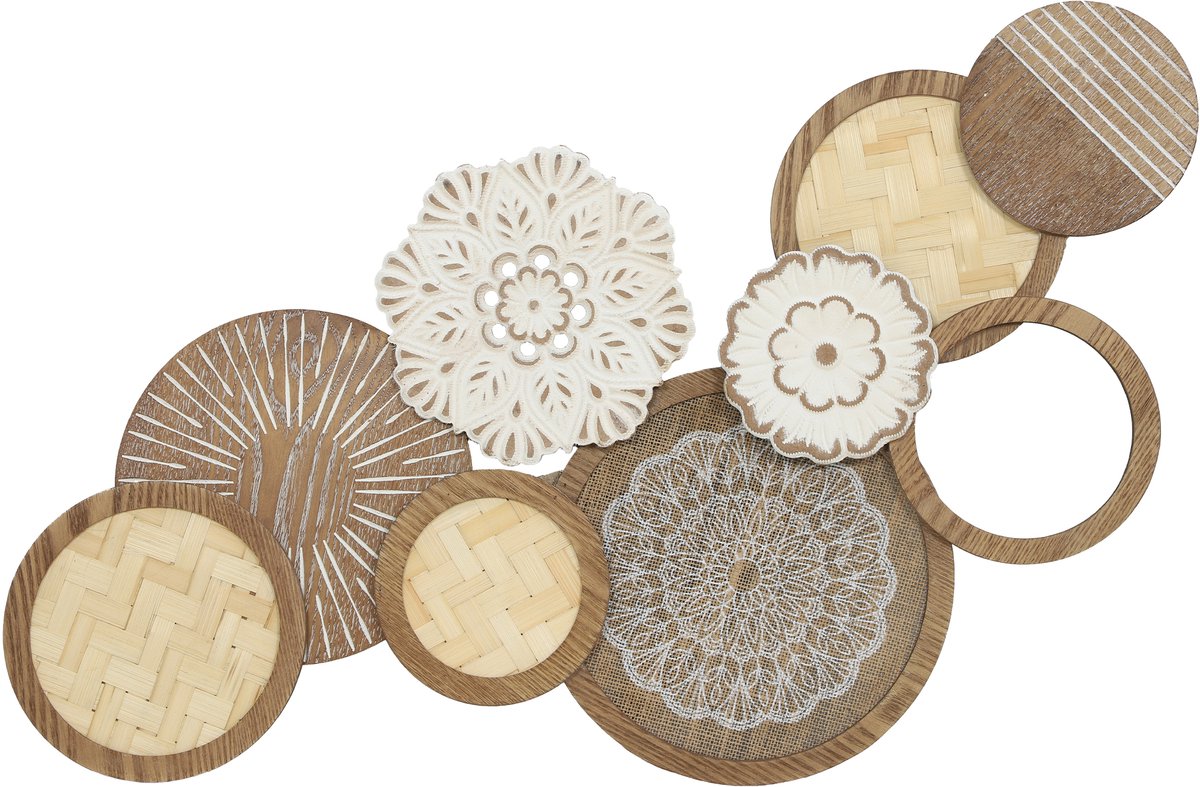 HOMCOM - Houten wanddecoratie - MDF - 83,8 x 4,4 x 44,5 cm - Natuurlijk hout