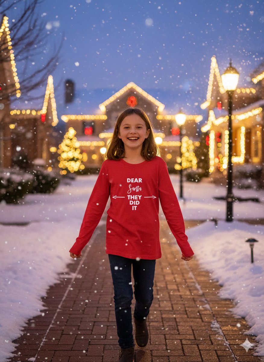 Kerst shirt 'dear santa they did it' - Rood - Maat 134/140 - Kerstshirt - Unisex