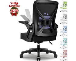 Hiaonyx Bureaustoel-Ergonomische bureaustoel-bureaustoelen voor volwassenen-Opklapbare armleuningen-Lendensteun-Verdikt en verbreed zitkussen-Zwart