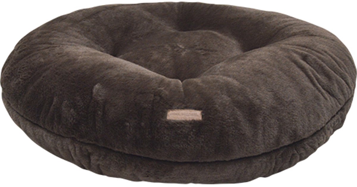 Animal Boulevard CHAMPS-ELYSEES Puff Kussen – Donut - Hondenmand – Kattenmand – Super Zacht Imitatiebont – Afneembare & Wasbare Hoes – Kleur: Donkerbruin – Maat S: ⌀58x16 cm