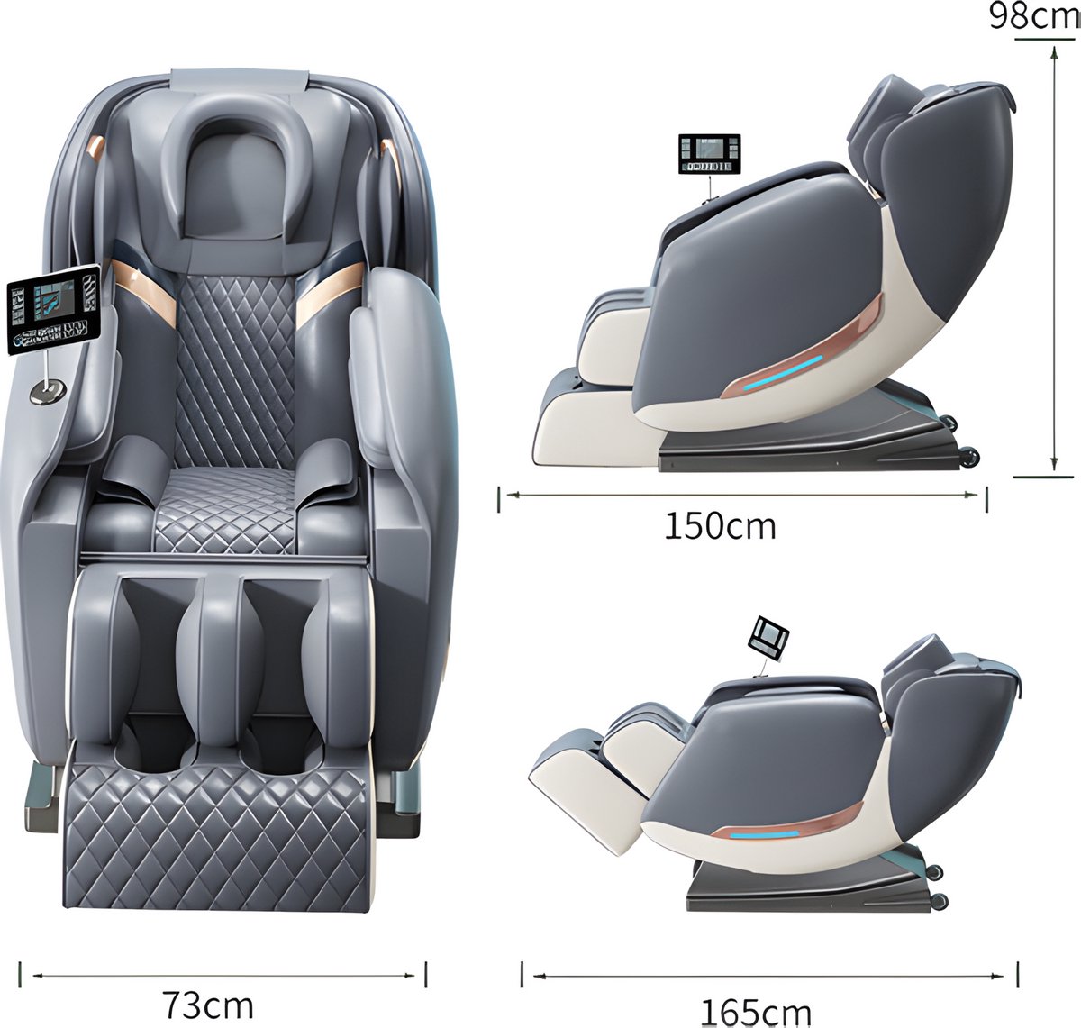 Relif™ Massagestoel Rustpunt - Blauw- Compact model - 16 Rollers & 14 Airbags - Surround Sound - Massage stoel - Massagestoel Elektrisch - massagestoel - Massage apparaat – foto 5