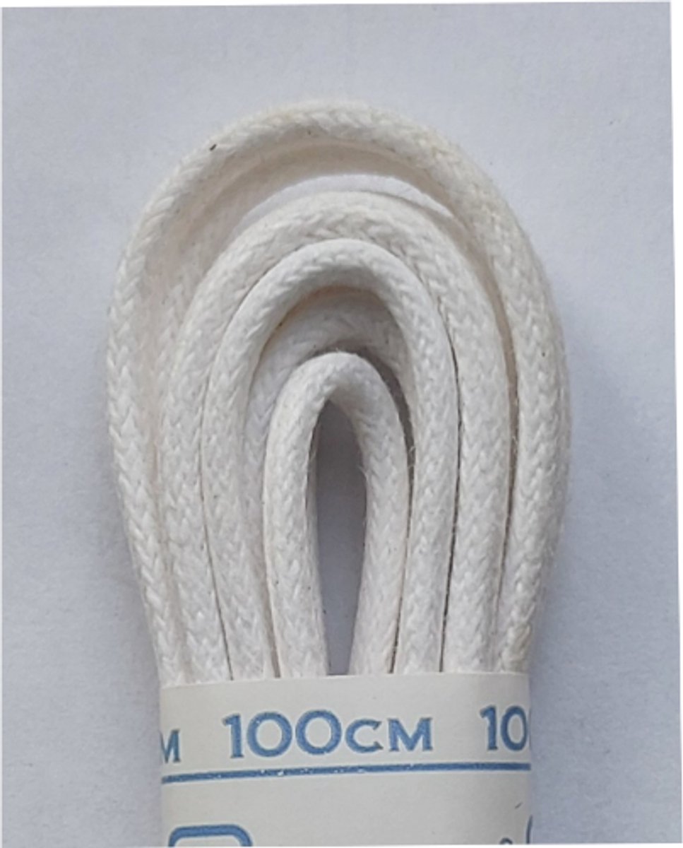 Dumco Veter - Wit - Dun Rond - Wax - Lengte 100 cm - Dikte 2,5 mm - Schoenveter