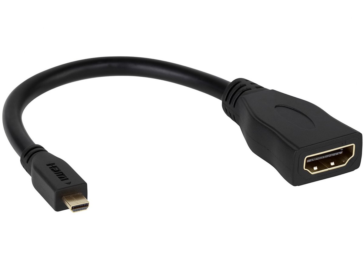 HDMI kabel - Micro HDMI type-D - 10.2 Gbps - 4K@30 Hz - Male to Female - 0.2 Meter - Zwart - Allteq
