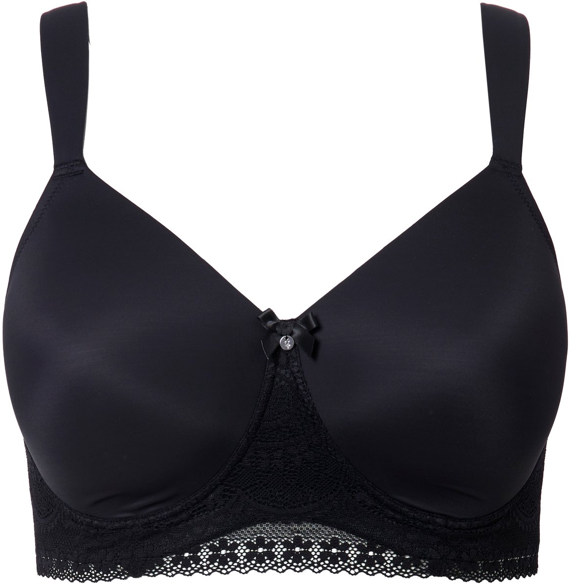 Ulla Popken Dames - Bralette kant zachte cups zonder beugel - Zwart