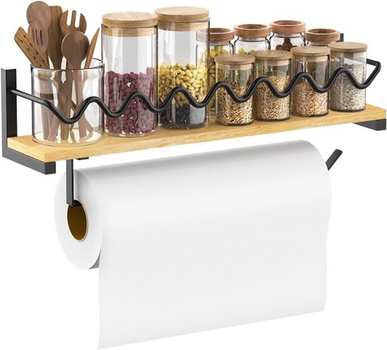 Hangend Kruidenrek, 80 Cm Kruidenrek Muurkeukenplank Hangend Met Keukenhanddoekhouder, Roestvrijstalen Wandplank Zonder Boren Multifunctionele Keukenkruidenhouder Multifunctioneel kruidenrek(80CM