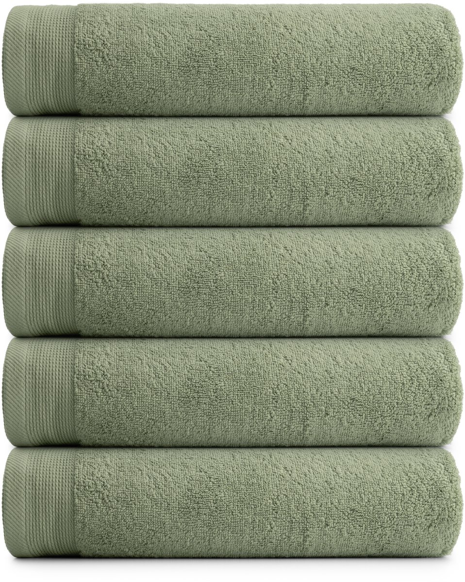 RELAKZ - Gastendoekjes - Fog Green - 33x55 cm – 100% Katoen – 700 GSM – Luxe Hotelkwaliteit – Extra Dik & Zacht – Set van 7