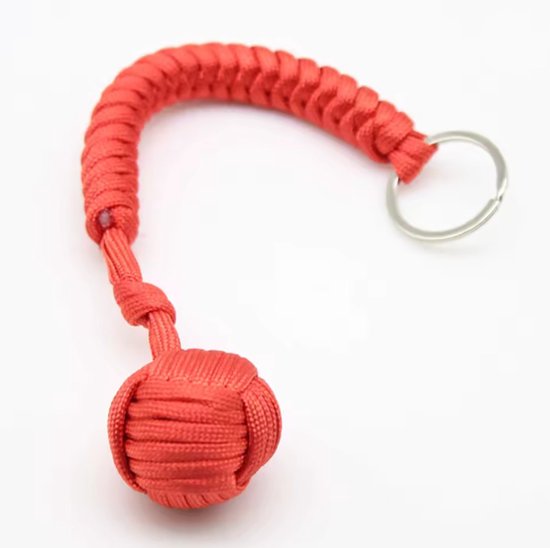Poing de singe - Monkey Fist - Autodéfense - Porte-clés - Paracorde - Rouge