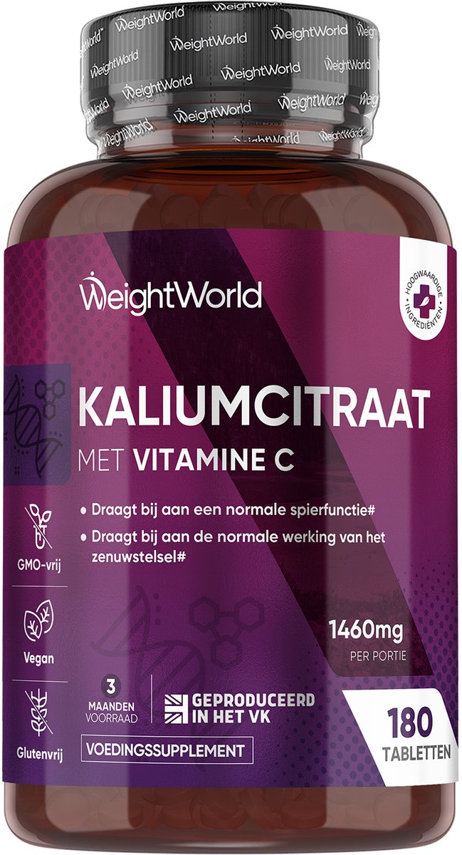 WeightWorld Kalium citraat met vitamine C - 1460 mg - 180 tabletten voor 3 maanden