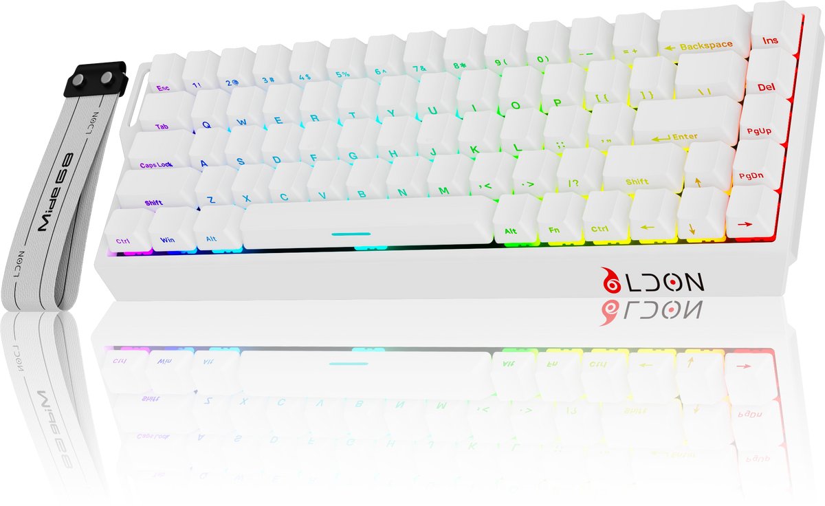 Mide68 - 65% Bedraad Gaming Toetsenbord - RGB Verlicht toetsenbord - Hall Effect Rapid Trigger Mechanisch Toetsenborden - Hot Swap - 8K Hz - 0.01mmRT - 0.125ms - Zij Bedrukte toetsen - 68 Keys -Beste prijs-kwaliteitverhouding - Elegant wit