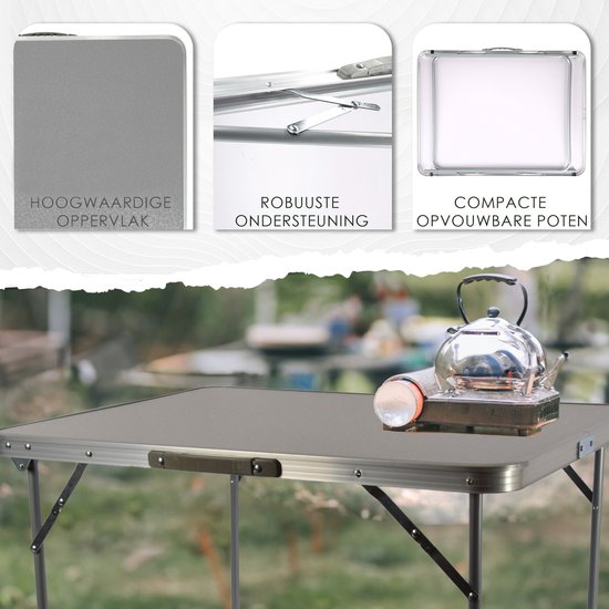 Klaptafel 80x60x70cm - Weerbestendige Inklapbare Campingtafel voor Buiten - Opvouwbare Tuintafel met Handvat voor 1-2 Personen - Stevige Vouwtafel van Merkloos — afbeelding 4