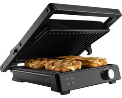 Tosti Apparaat Contactgrill XXL - 2000W Tosti Ijzer & Panini Grill - Voor 4 Tosti's - 180 Graden Openklapbaar - Zwart - Vivid Green