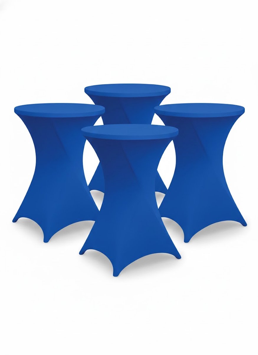BRASQ Statafelrok Blauw - ∅80-74 x110 cm - Set van 4 - Statafelhoes - Stretch Rok - Tafelrok voor statafel