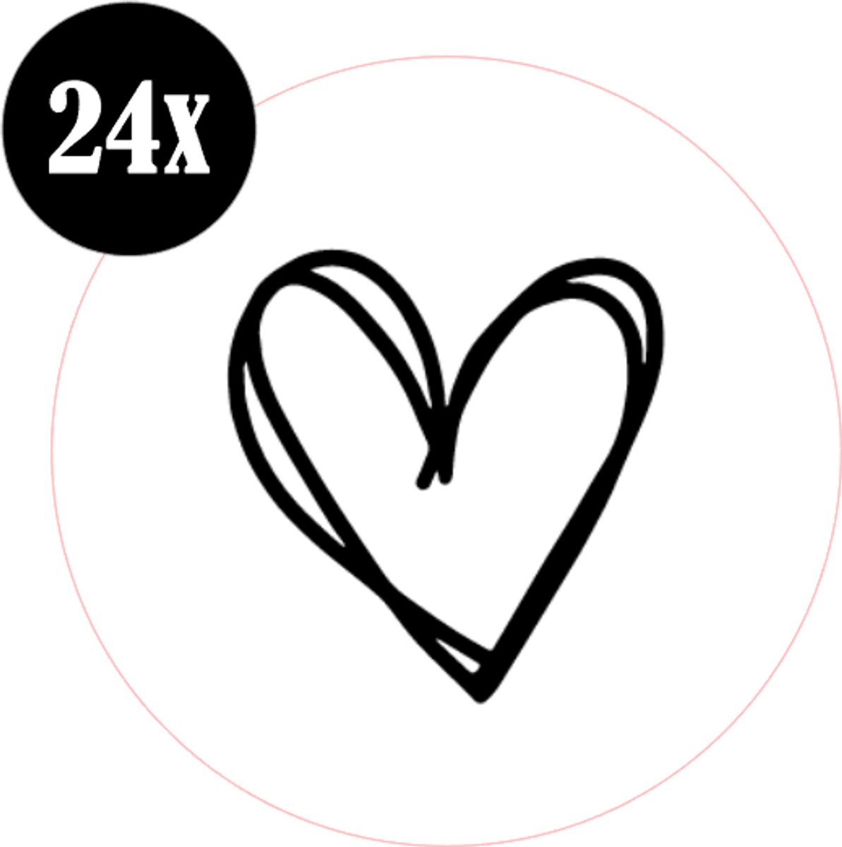24x sluitstickers - Hartje - Sluitzegel - sticker - kaart - 40 mm - matte sticker - etiketten - cadeau - inpakken