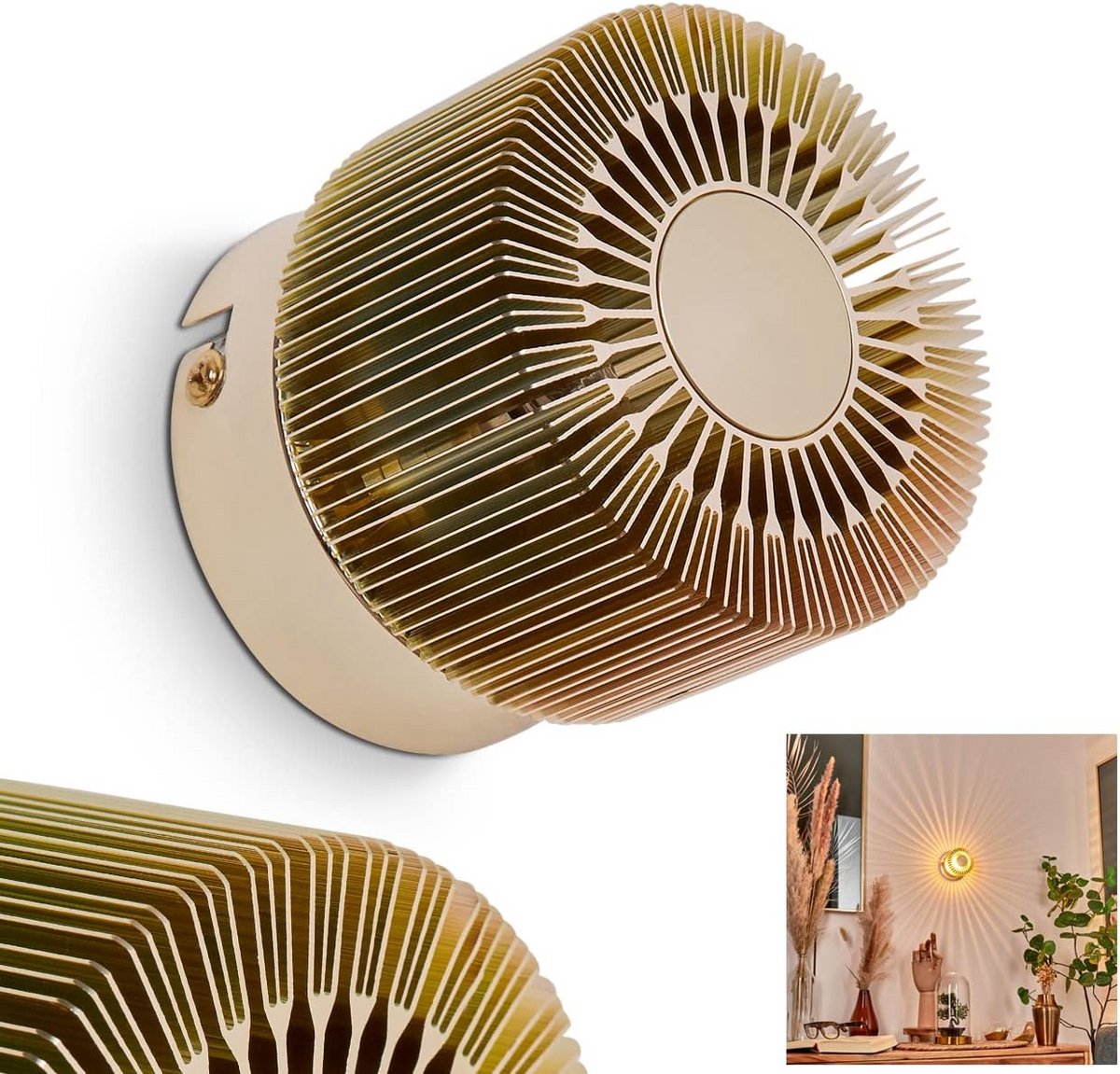 Ronde Wandlamp Goud 1-lichts Moderne Slaapkamer of Woonkamer Verlichting