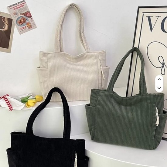 Sac à bandoulière Corduroy Vert Olive – Modèle Compact – Plusieurs Compartiments – pour femmes – ya'ab