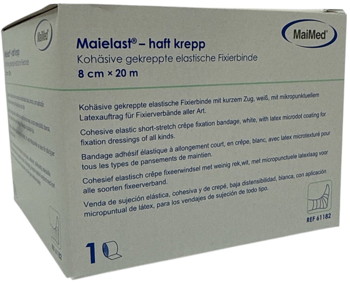 Maielast-haft crêpe - Fixatieverband 8cm x 20m