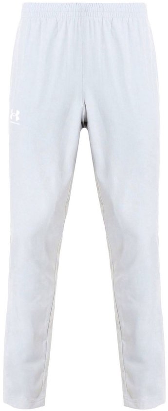 Lichtgrijze Under Armour sportbroek, recht model met elastische tailleband.