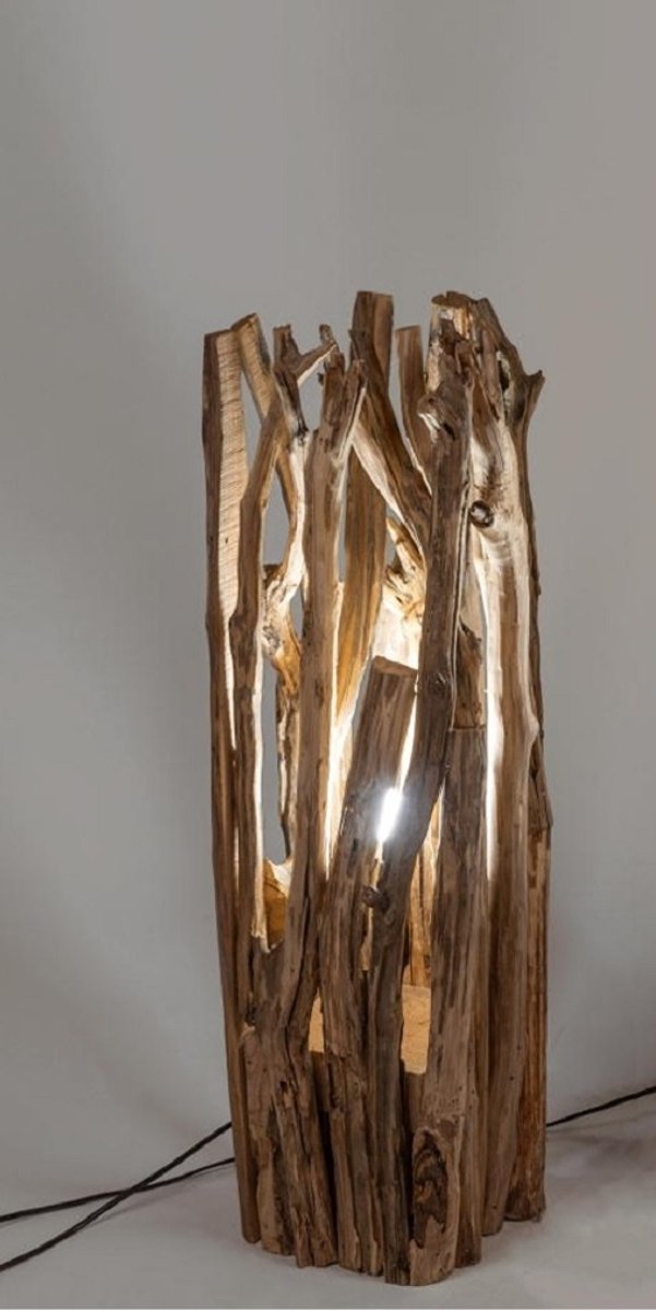 Lamp - Hout - Naturel - 75cm hoog - vierkant 30x30cm.