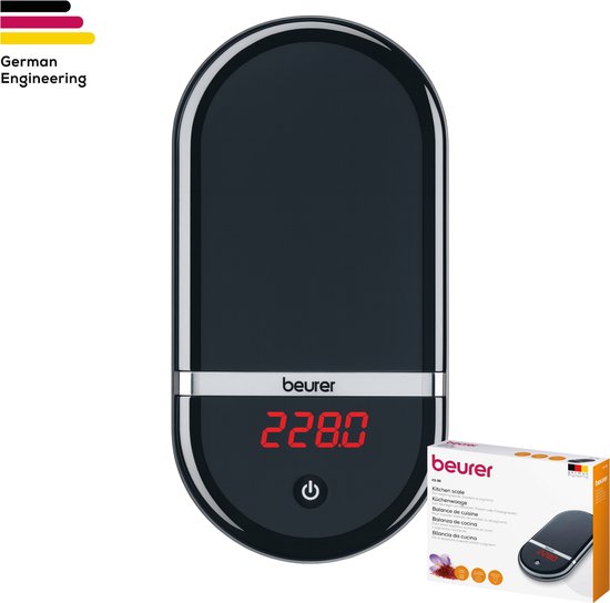 Beurer KS 36 Digitale keukenweegschaal - Precisieweegschaal - Kalibratie met justeergewicht - Op 0.1-0.5 g nauwkeurig - Tarra - Tot 2 kg - Magic LED display - Automatische uitschakeling - Incl. batterijen - 5 Jaar garantie
