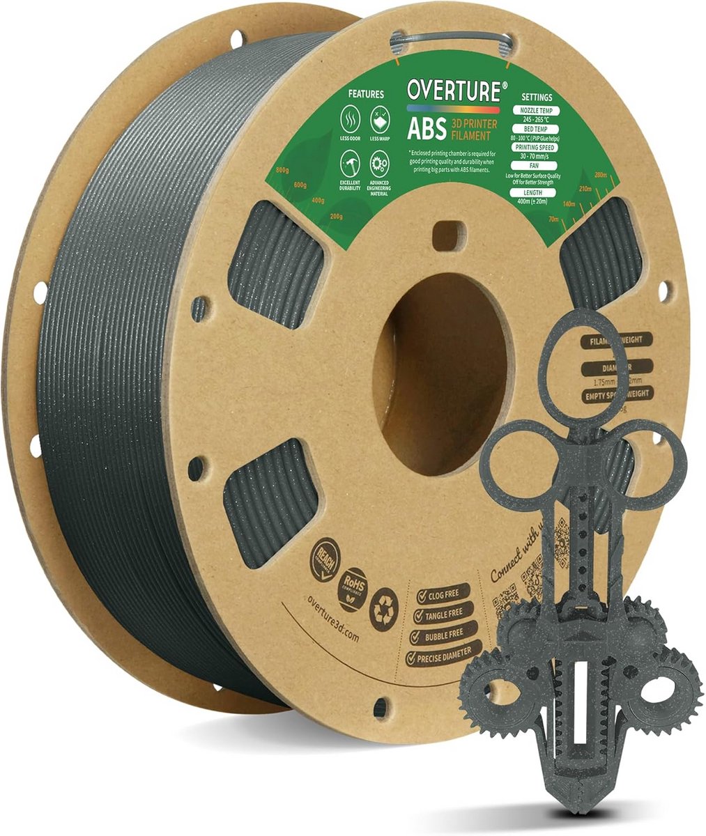 ABS 3D Printer Filament 1.75mm Grijs - 1KG Spoel voor FDM Printers, Hoge Nauwkeurigheid