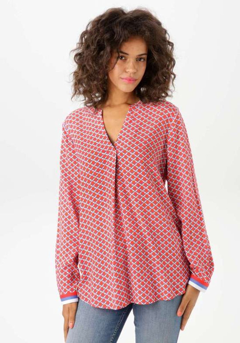 Aniston | Blouse | Graphic print | Rood - Blauw - Wit | Maat 38