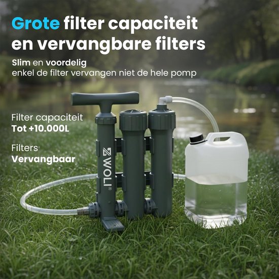 Professioneel Waterzuiveringsapparaat - Waterfilter - Volledige set - 10000L - 300ml Per Pompbeweging - Extra Filters - Overlevingspakket van Merkloos — afbeelding 5