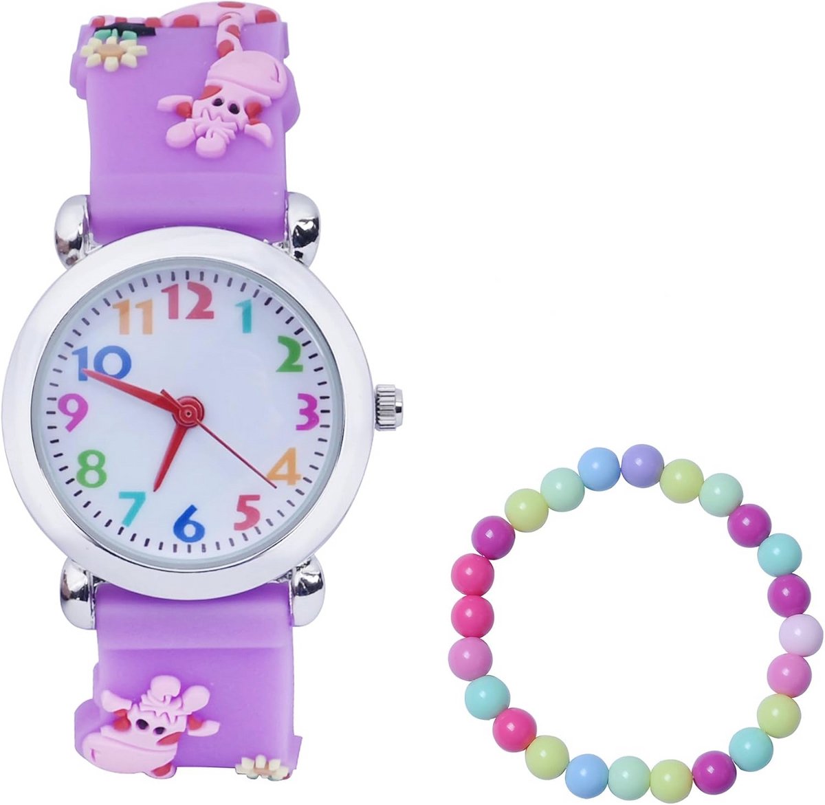 Polshorloge Kinderen 3-10 Jaar - Analoge Kwarts Horloge met Silicone Band