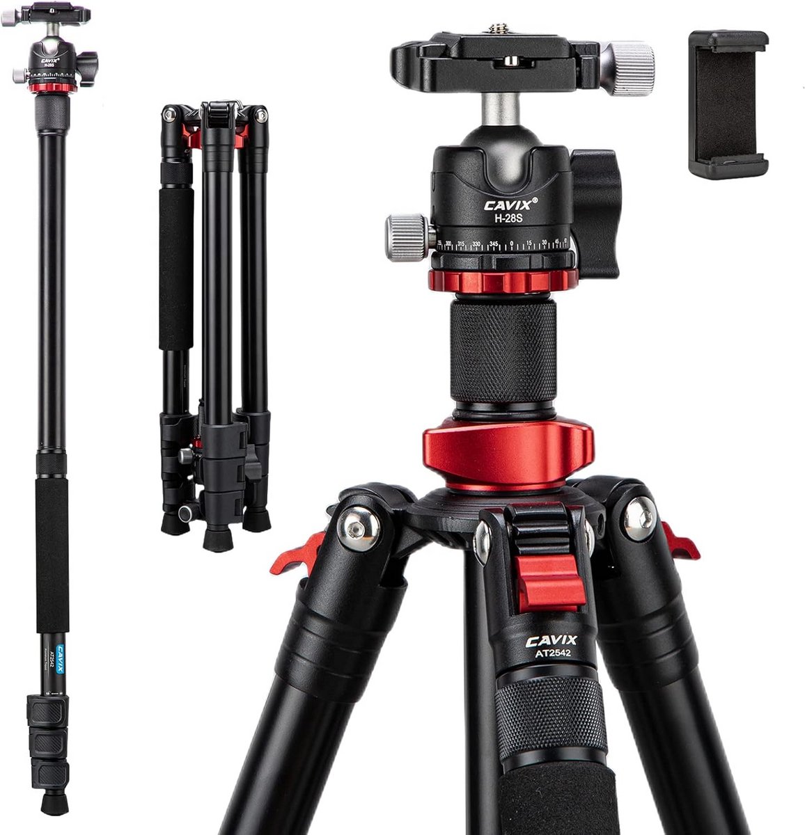 Camerastatief, 62 inch reisstatief Lichtgewicht compact statief en afneembare monopod, 360 graden kogelkop, QR-plaat, maximale belasting 22 lbs…