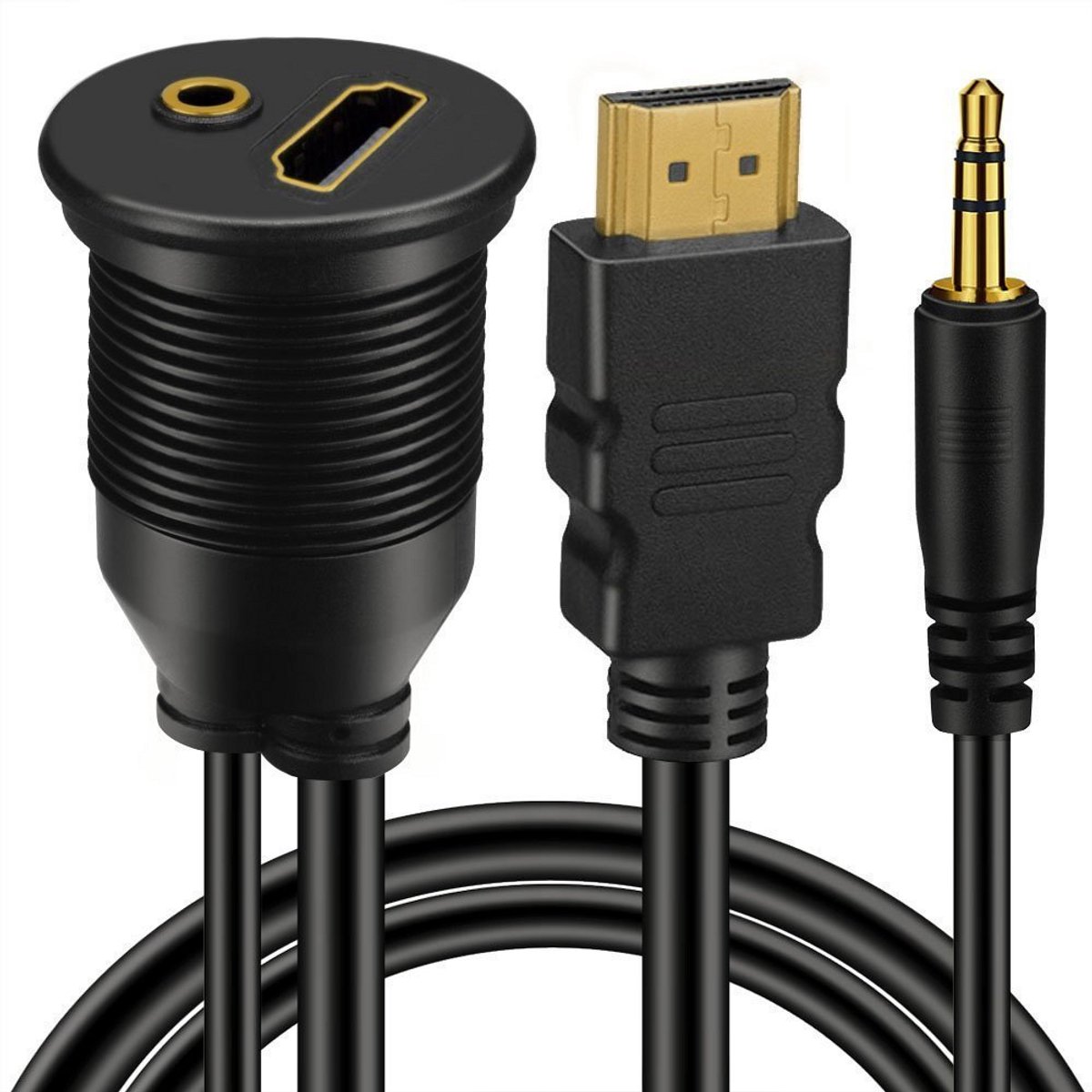 Universele 3.5mm Jack & HDMI Verlengkabels voor Auto, Motor Dashboard - 1 Meter