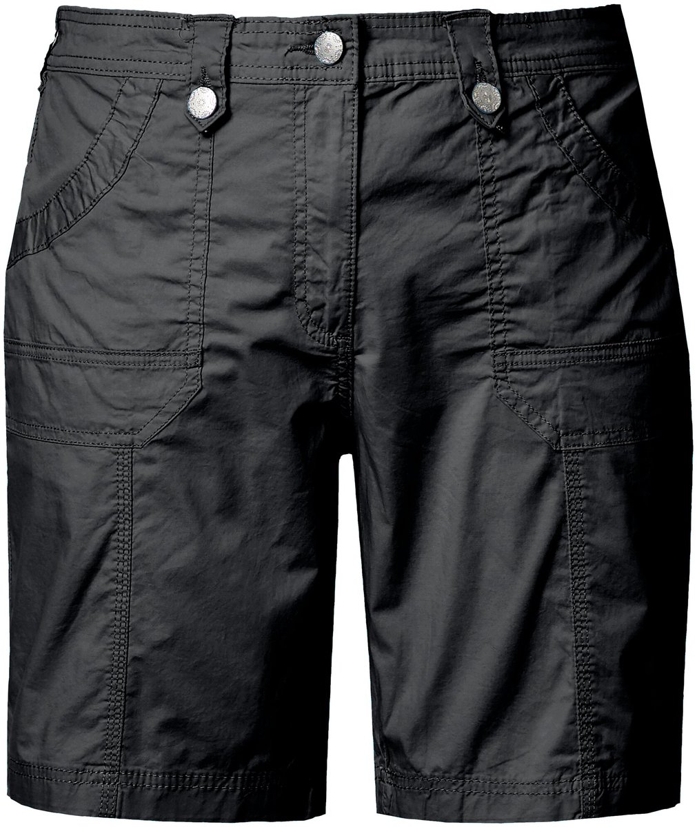 Ulla Popken - Dames - Cargo-bermuda comfortabele tailleband 4-pocket model - Zwart - Maat 42