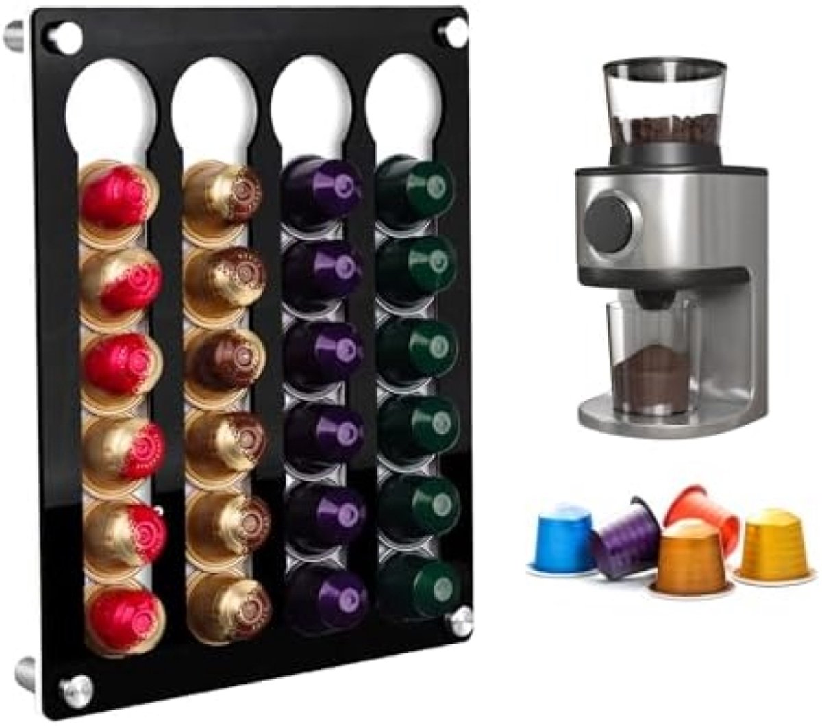 Wandhouder voor koffiecapsules - Acryl opbergsysteem met 20 vakken