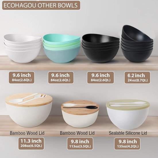 Salatschüssel mit Deckel 4 teilig, vancasso Müslischalen Keramik, Servierschalen Blau-Weiß, Schüssel mit Deckel für Müsli, Salat, Suppe, Ramen