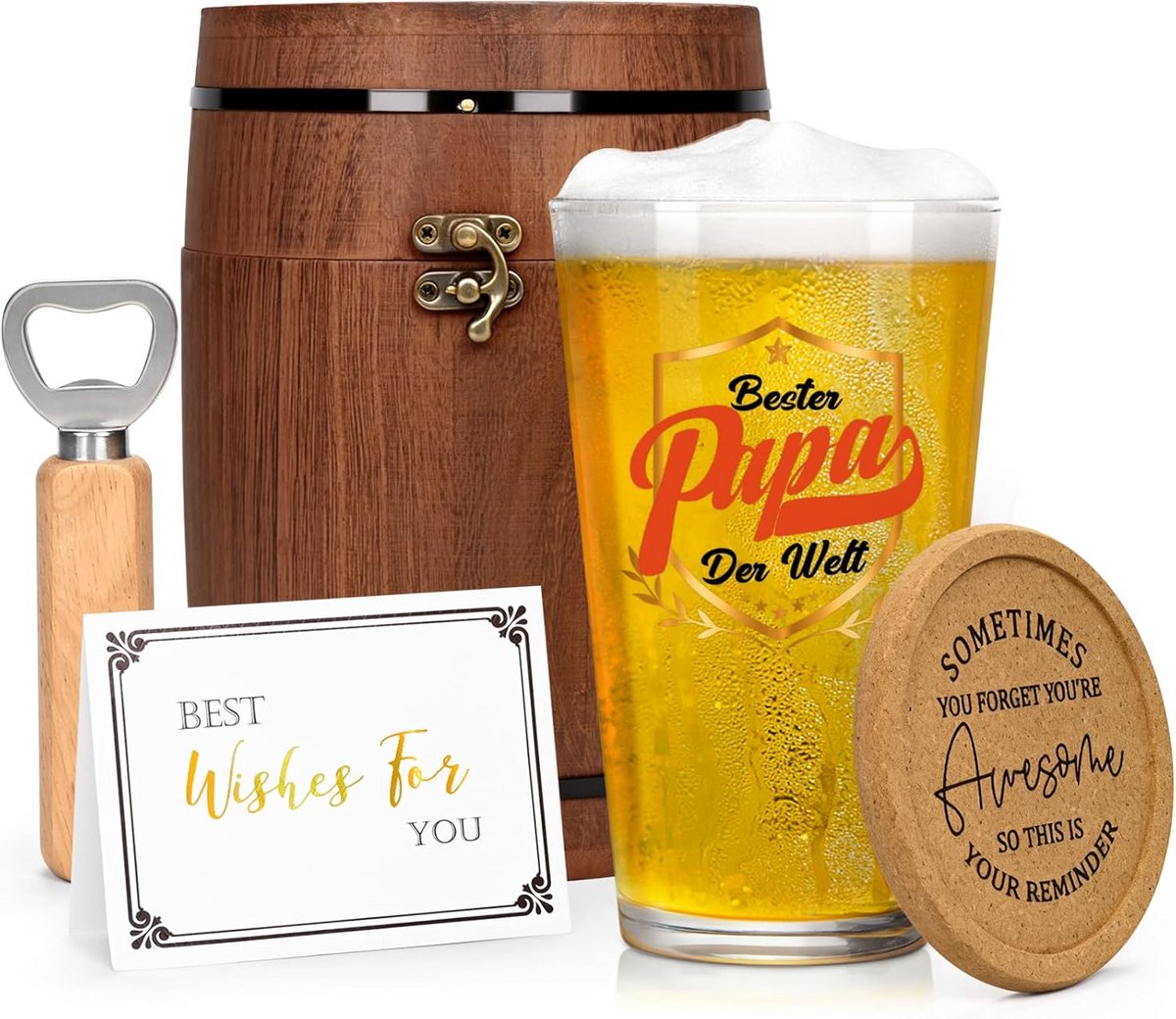 Set van 2 Bierglazen Cadeau voor Vader - Groot Glas 460ml