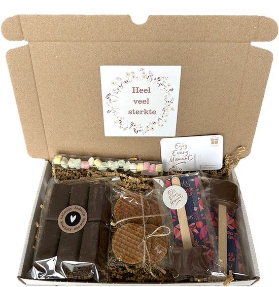 Sterkte choco brievenbus cadeau - chocoladestick - chocolade - marshmallows