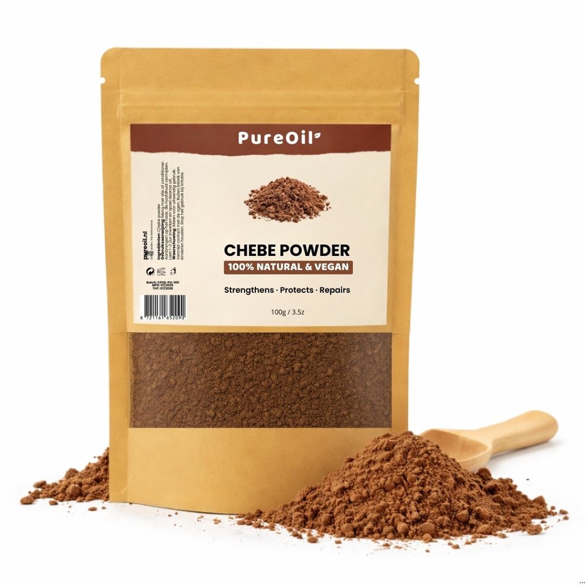 PureOil Chebe hair powder 100g - Poeder 100% - Haarolie - Droog haar - Krullen - Alle haartypes - Batana - Haargroei - Incl. Ebook