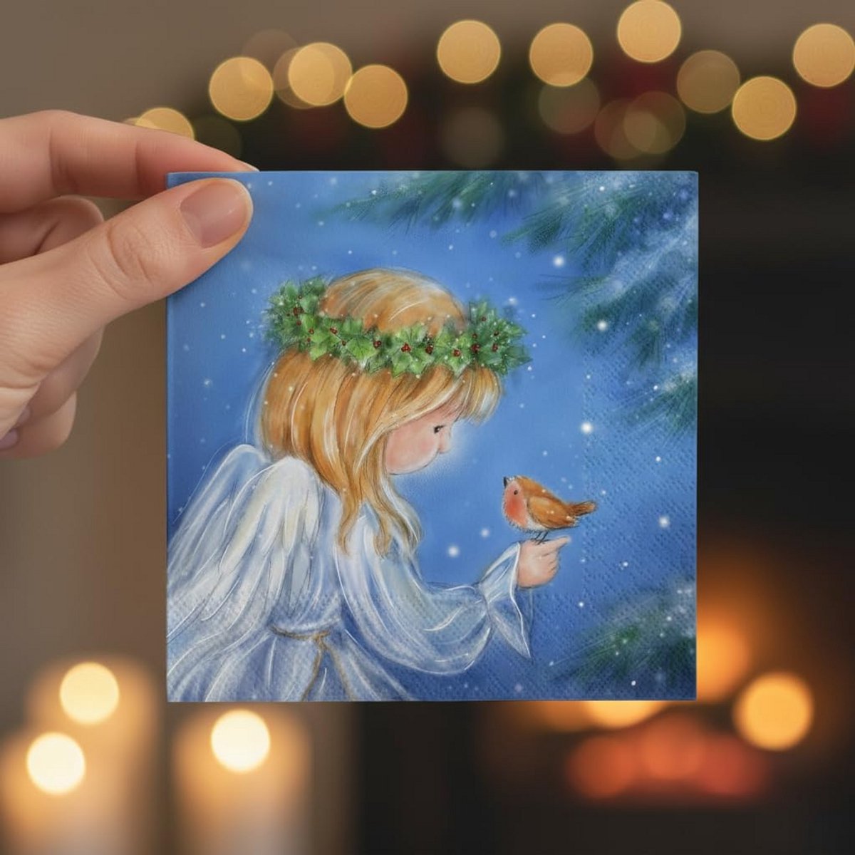 20 Kerst Servetten met Engel en Vogel Motief - Tafeldecoratie en Knutselen