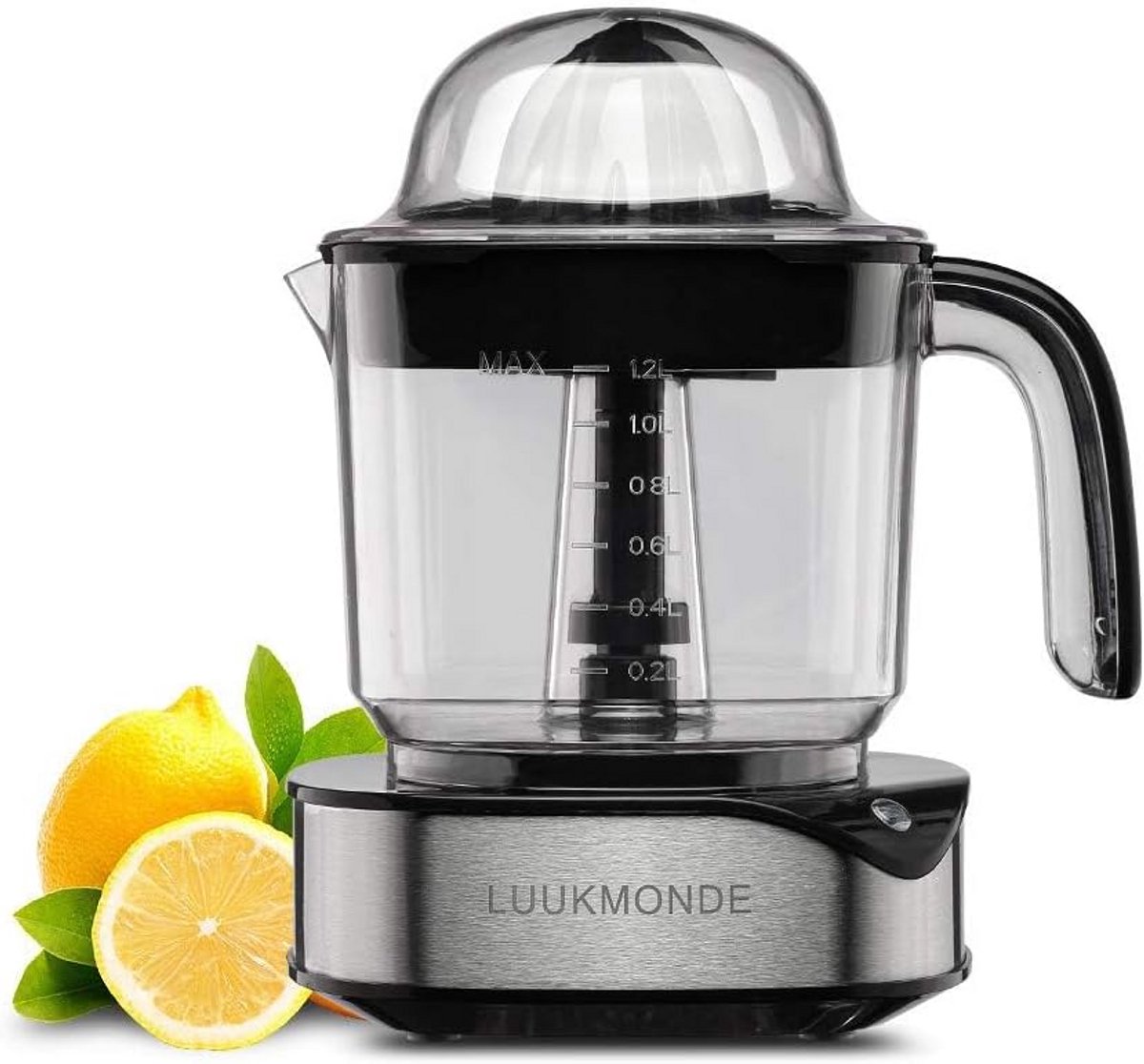 Krachtige Elektrische Citruspers met Groot Reservoir (1.2L) - RVS, Zelfomkerende kegels